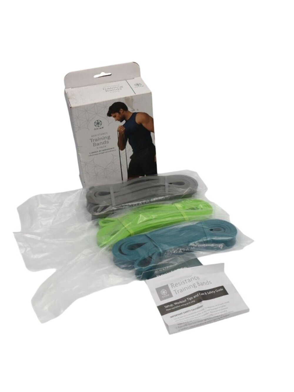 Gaiam Resistance Band Set Light Medium Heavy Latex Fitness Strength Training New